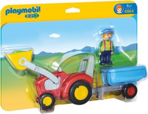 PLAYMOBIL 1.2.3 Boer met tractor en aanhangwagen - 6964