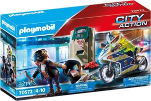 PLAYMOBIL City Action Politiemotor: achtervolging van de geldrover - 70572