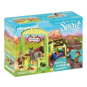 PLAYMOBIL Spirit Knip en Meneer Worteltjes met paardenbox - 70120